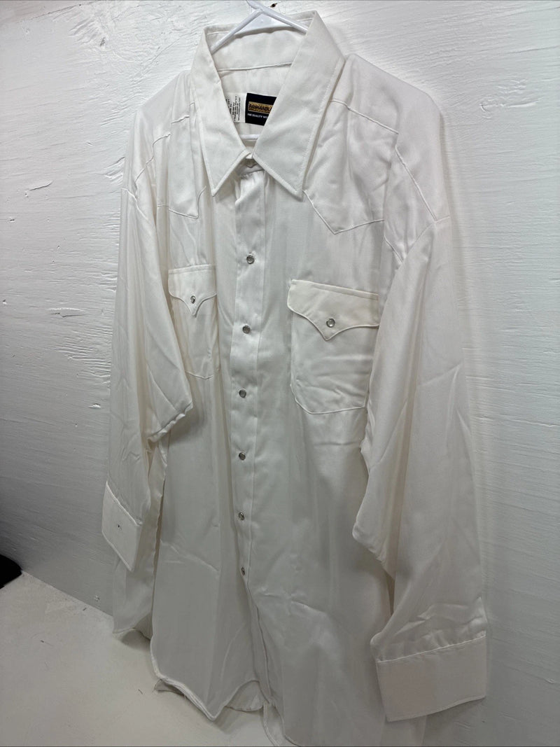 New Men’s Panhandle Slim White Simple Long Sleeve Pearl Snap 4XL J-42