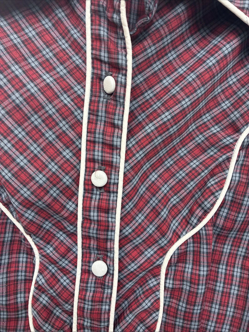 New Women’s Mr. Nick Red Plaid Long sleeve Button Up Size 8 Small KK-47