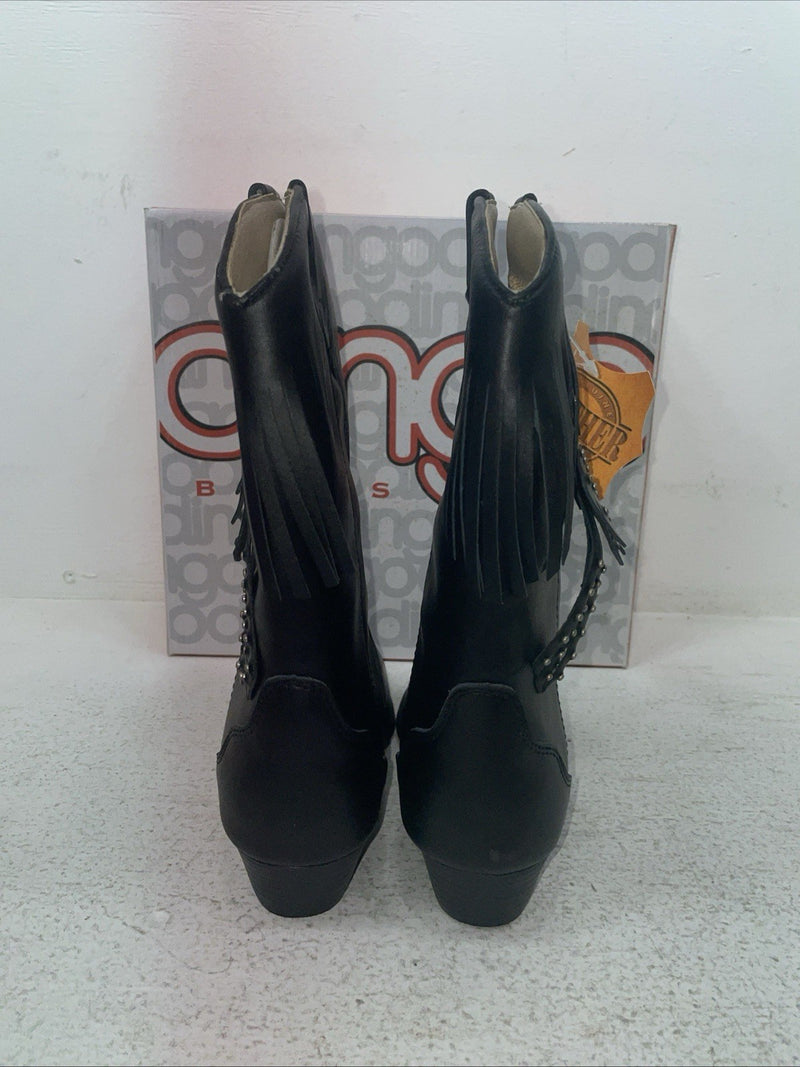 New Youth Black With Fringe Dingo Cowboy Boots. C 3220 6 D. 2-150