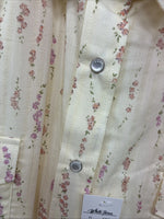 New Women’s White Horse Yellow Floral Short Sleeve Pearl Snap Large II-95
