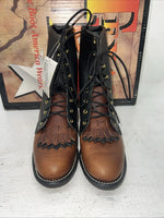 New Women’s Brown Lace Up Texas Brand Cowboy Boots. 4460 6.5 6 1/2 M. 19-88
