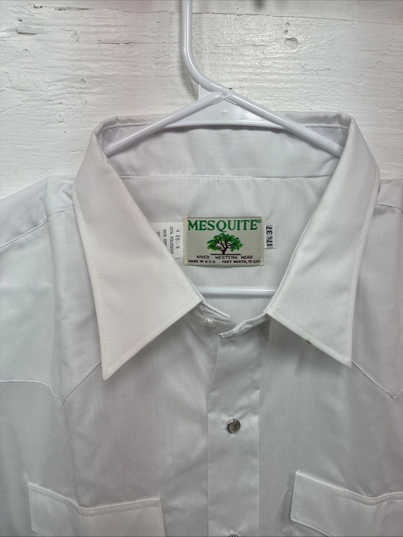 New Men’s Mesquite White Western Long Sleeve Pearl Snap 17.5 X 37 XL R-76