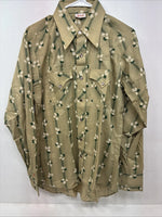 New Women’s ELY Plains Yellow Green Floral Long Sleeve Pearl Snap 16 GG-19
