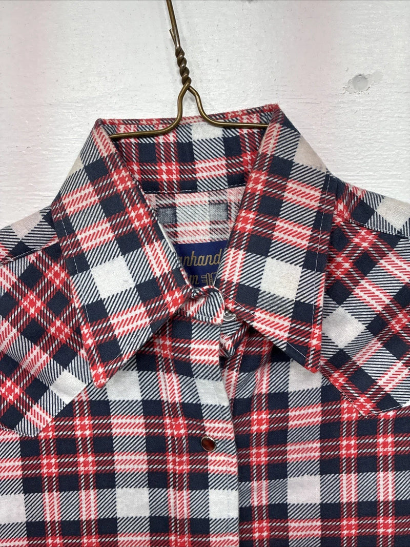 New Women’s Panhandle Slim Red Plaid Long Sleeve Pearl Snap Sis E32 MM-52