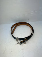 New Blue Genuine Leather Silver Pendent 32” Belt JJ-24