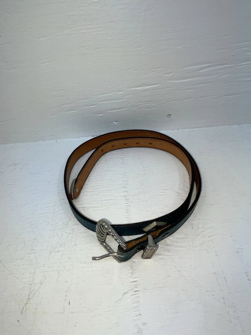 New Blue Genuine Leather Silver Pendent 32” Belt JJ-24