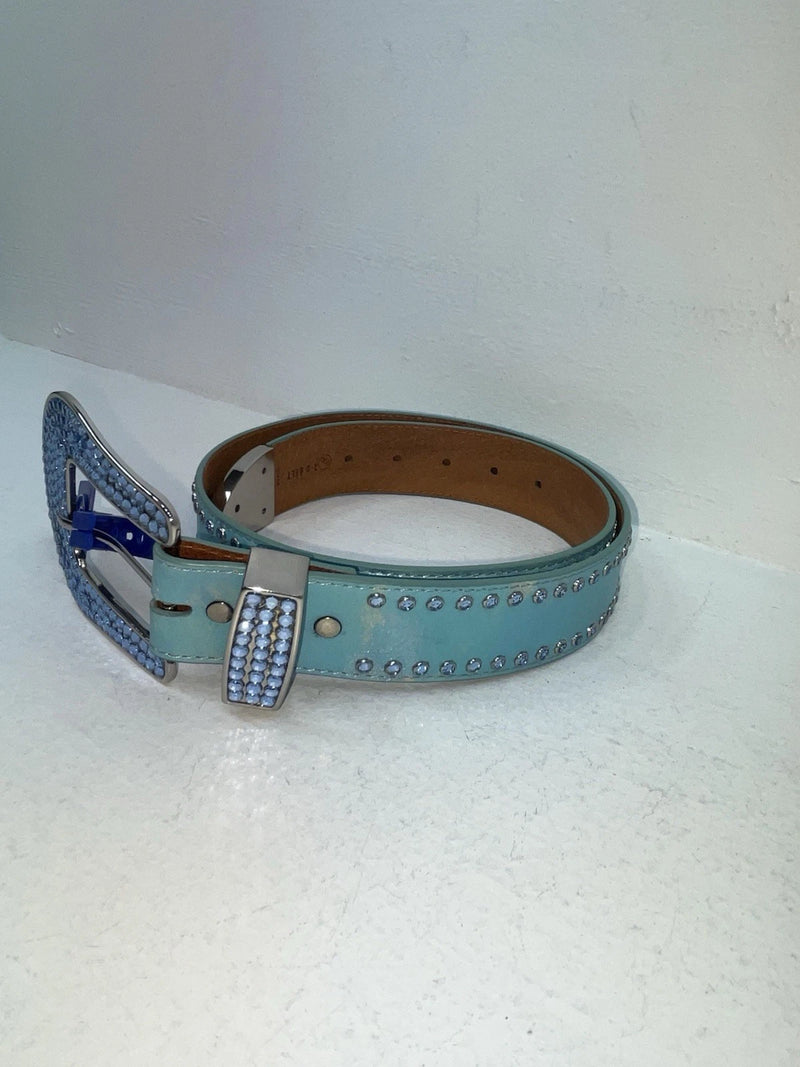 New Blue Genuine Leather 3D  Blue Bling 34” Belt #677 Z-83