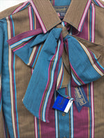 New Women’s Panhandle Slim Multicolor Stripe Long Sleeve Pearl Snap Size 10 MM-8