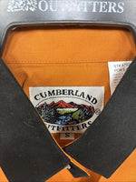 New Women’s Cumberland Orange Black Short Sleeev Crop Button Up Small TT-107 