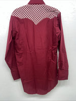 New Men’s Red Karman Western Wear Pearl Snap Shirt. 14.5 X 34 Small A-175