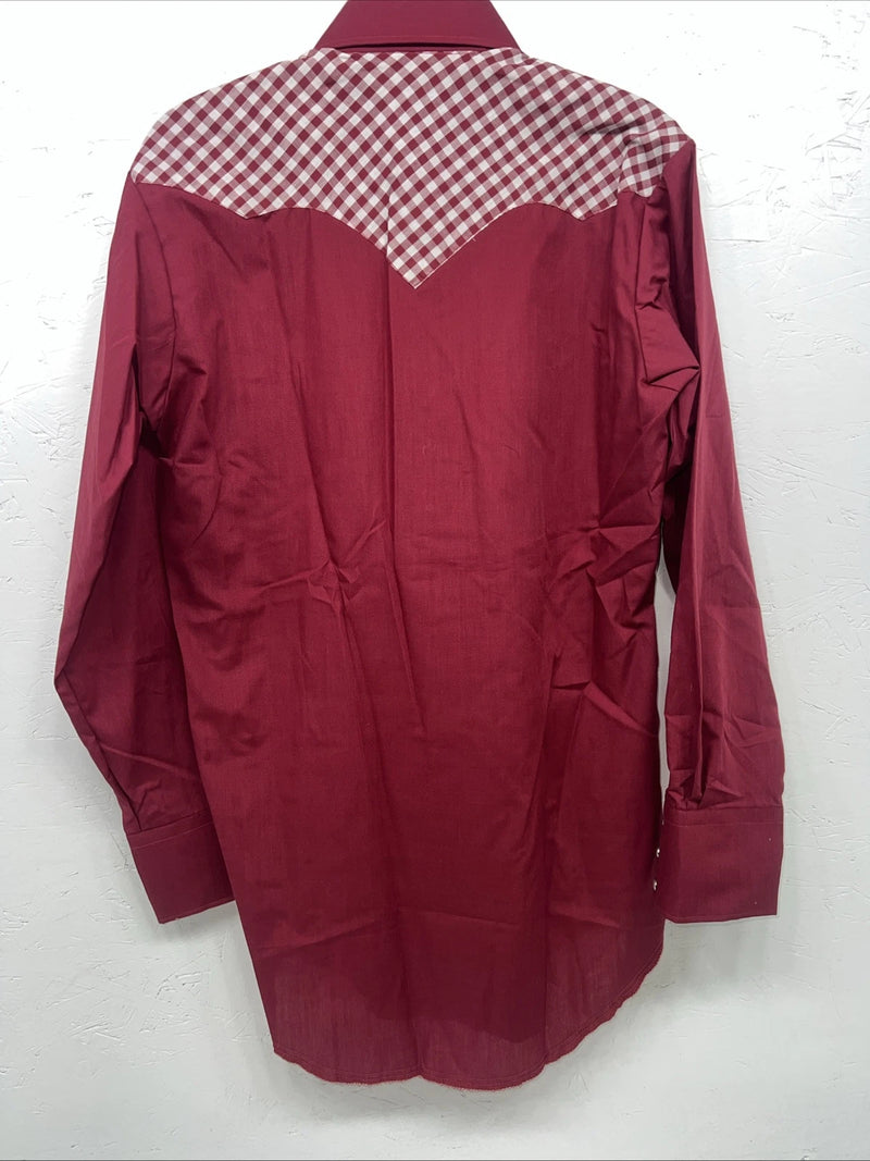 New Men’s Red Karman Western Wear Pearl Snap Shirt. 14.5 X 34 Small A-175