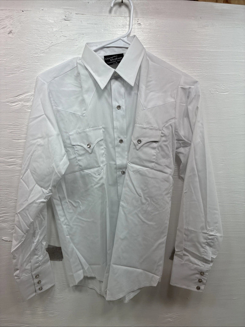 New Boys Champion Western White Long Sleeve Pearl Snap 16 CC-79