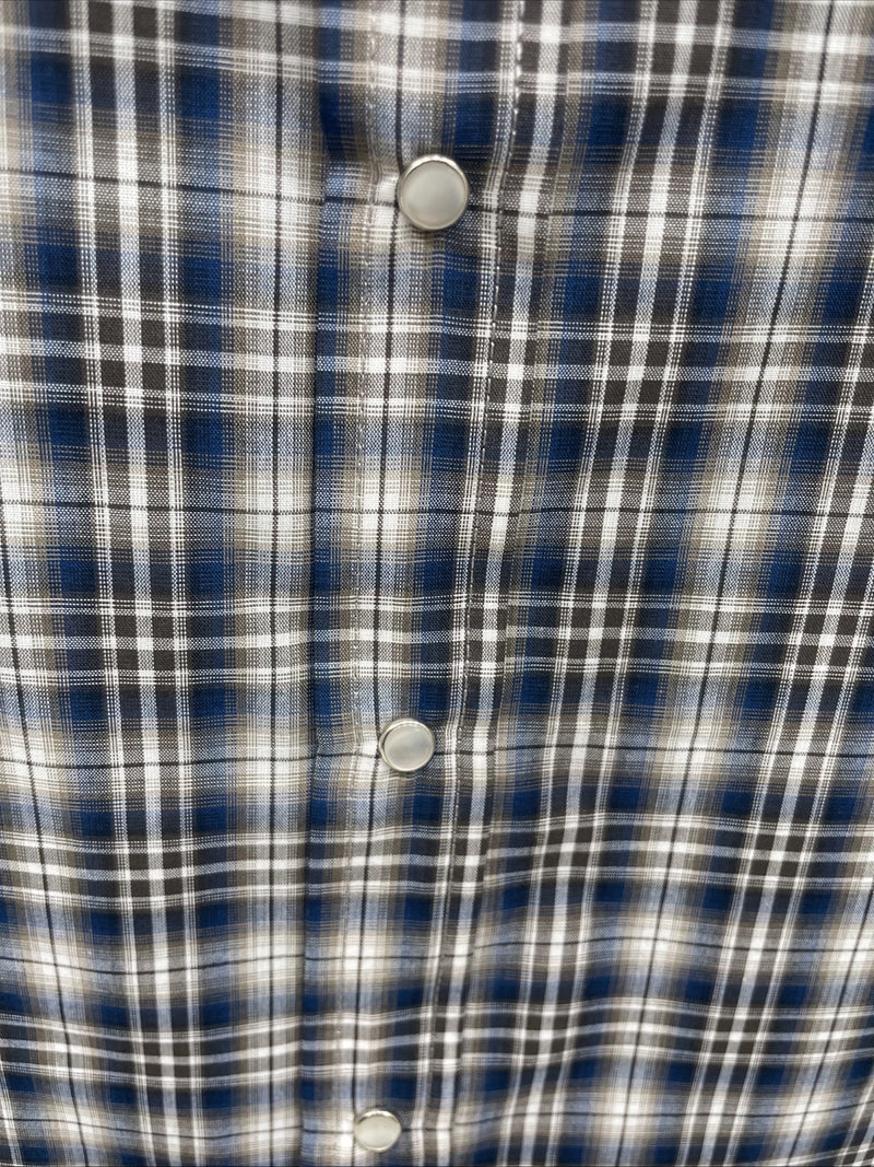 New Men’s ELY cattleman Blue Short Sleeve Pearl Snap 3XL E-27