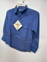 New Kids ELY Cattleman Blue Long Sleeve Button Up Small DD-134