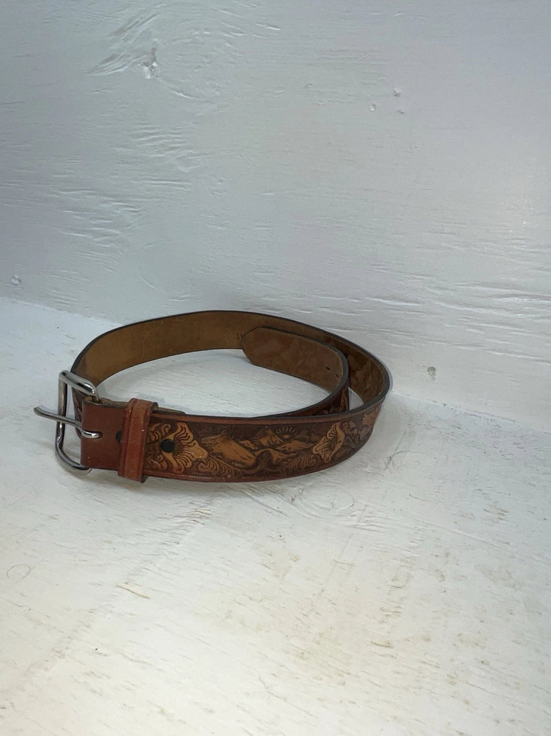 New Brown Genuine Leather Chambers Tooled 34” Belt #6412-75 Z-107