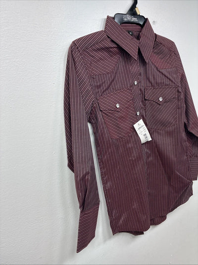 New Kids White Horse Purple Stripe Long Sleeve Pearl Snap Medium DD-73