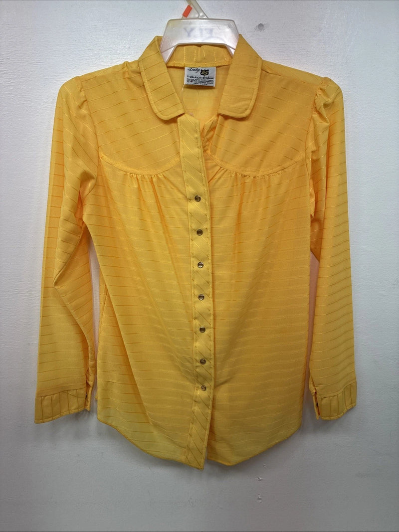 New Womens Dickson Jenkins Yellow Long Sleeve Pearl Snap Medium LL-108