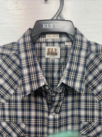 New Men’s ELY cattleman Blue Short Sleeve Pearl Snap 3XL E-27