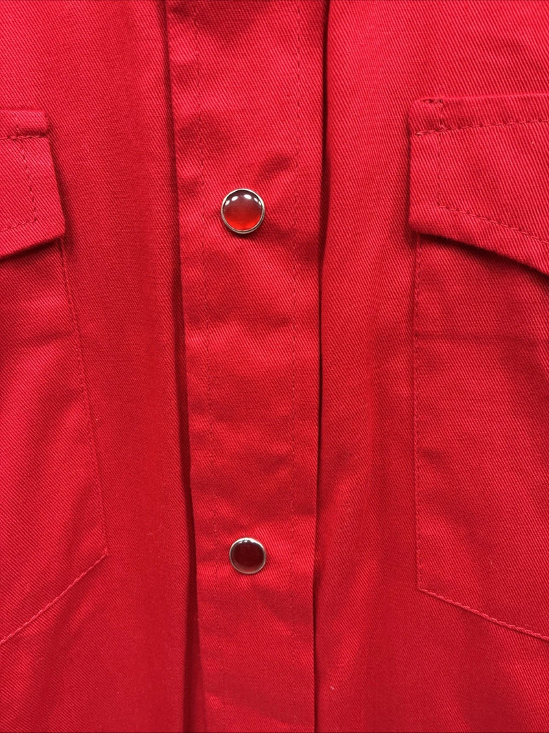 New Men’s Western Express Western Red Long Sleeve Pearl Snap Large V-50