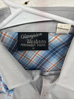 New Kids Champion Western Gray Plaid Long Sleeve Pearl Snap Size 18 CC-107