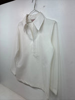 New Women’s H Bar C White Stripe Long Sleeev Half Zip Size Large TT-91
