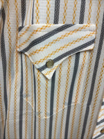 New Men’s H Bar C Yellow Black Stripe Long Sleeve Pearl Snap 17 XL O-29