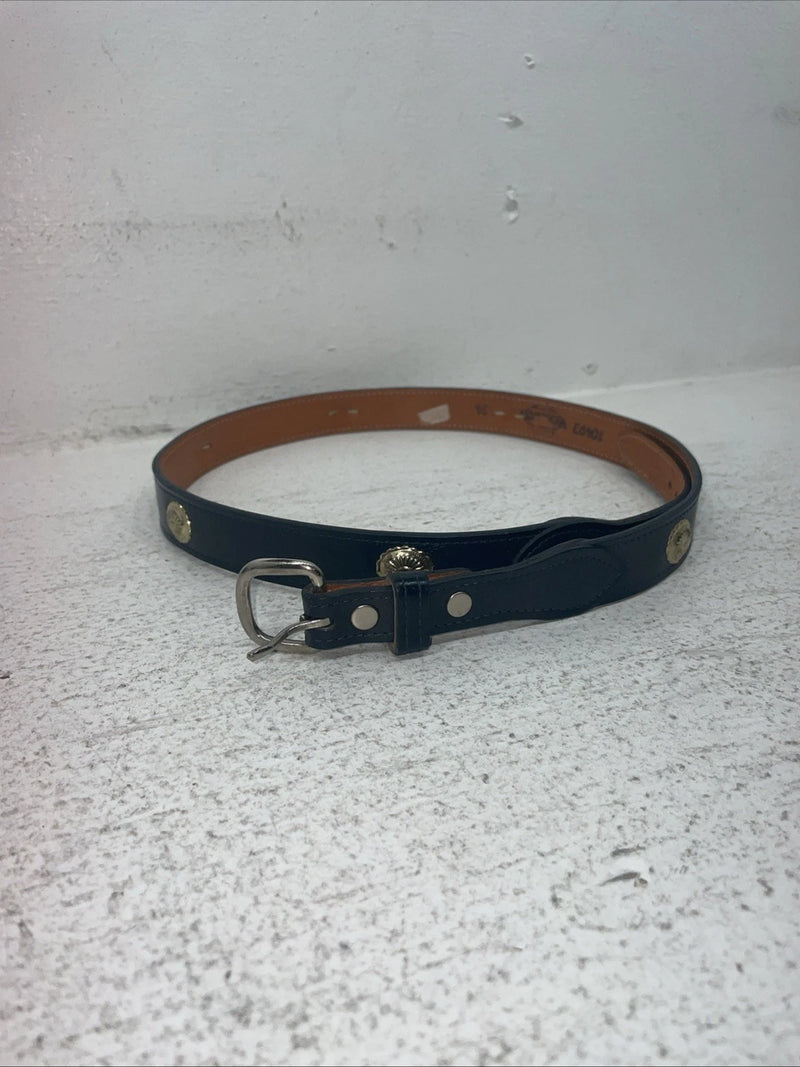 New Navy Genuine Leather Gold Pendant 34” Belt #10493 Z-18