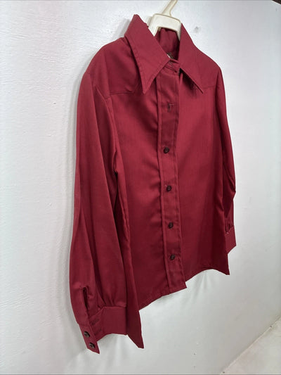 New Kids Fenton Dark Red Long Sleeve Button Up Size 8 YY-118