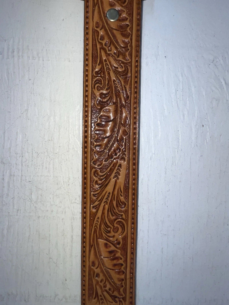 New Brown Genuine Leather Perkies Tooled 30” Belt #8601 JJ-138