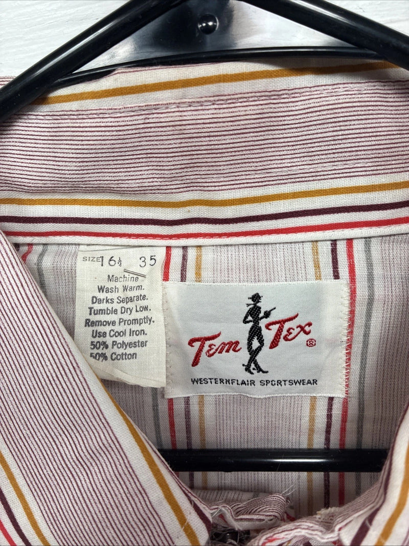 New Men’s Tem Tex Pink Stripe Long Sleeve Pearl Snap 16.5 X 35 Large R-32