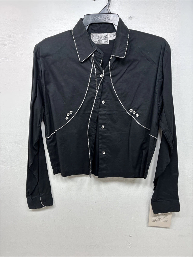 New Women’s Mine & Bills Black Design Long Sleeve Button Up Large MM-126