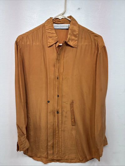 New Women’s Anne Pinkerton Orange Long Sleeve Button Up Medium KK-76
