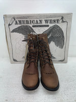 New Men’s Brown Lace Up American West Cowboy Boots. 6992 7.5 7 1/2 E W. 1-92