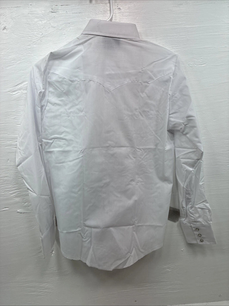 New Boys Champion Western White Long Sleeve Pearl Snap Size 16 AA-54