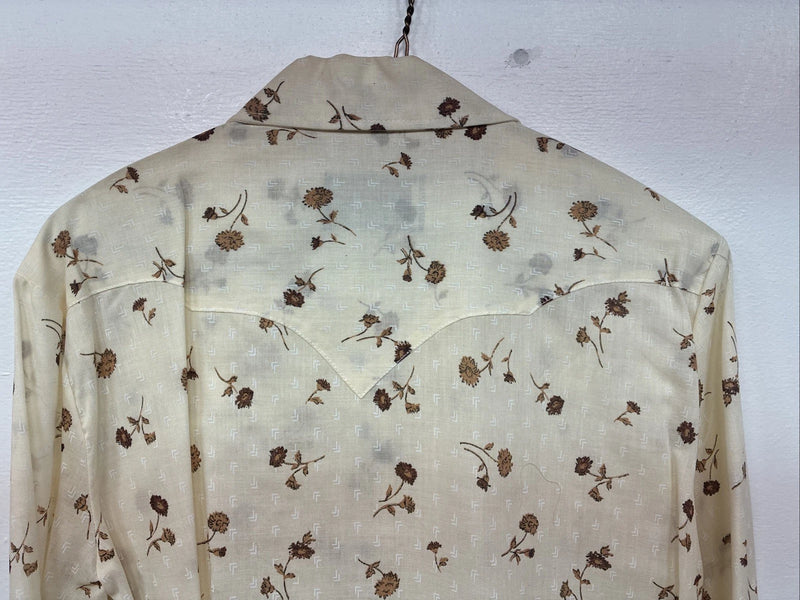 New Womens Panhandle Slim Yellow Floral Long Sleeve Pearl Snap Size 14 KK-9