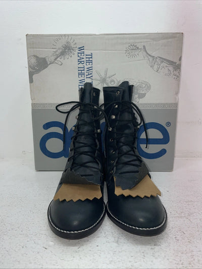 New Men’s Navy Lace Up Acme Cowboy Boots. C 4016 8 M. 4-115