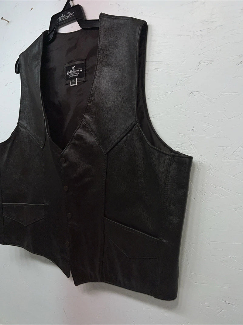 New Western Express Men’s Brown Leather 3XL Vest QQ-23