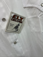New Men’s ELY Cattleman White Designed Long Sleeve Pearl Snap 20.5 4XL X-106