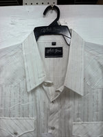 New Men’s White Horse White Stripe Western Long Sleeve Pearl Snap 2XL H-47