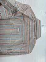 New Men’s Tem Tex Brown Stripe Long Sleeve Pearl Snap 16 Large X-46