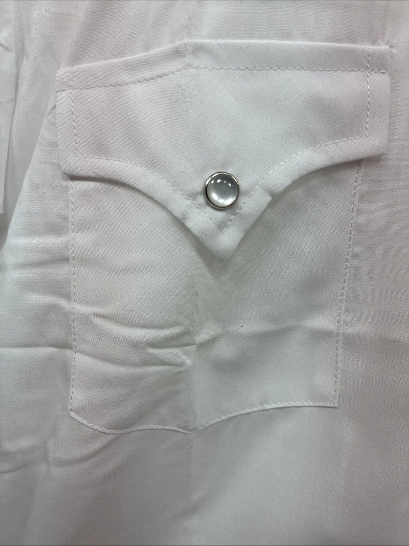 New Boys ELY Cattleman White Long Sleeve Pearl Snap Size 14 AA-41