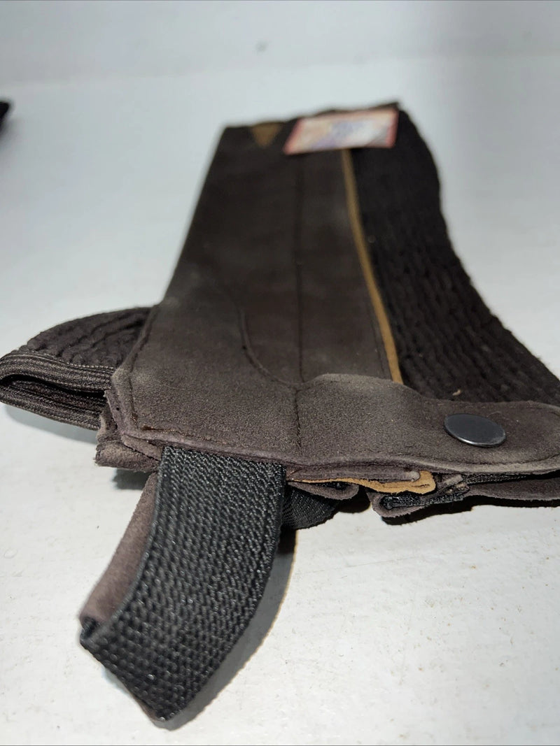 New Tough 1 Equi-grip Brown Synthetic Half Chaps #63-76 H-511