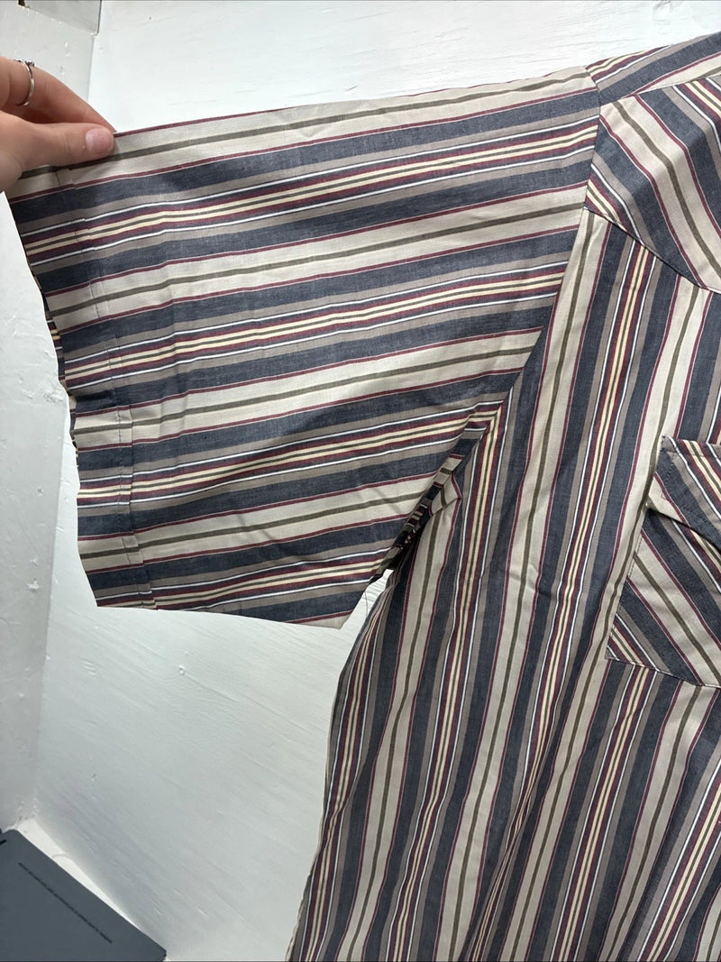 New Men’s ELY Cattleman Multicolor Stripe Short Sleeve Pearl Snap 3XL M-82