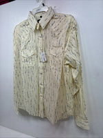 New Women’s White horse Yellow Floral Long Sleeve Pearl Snap Large GG-86