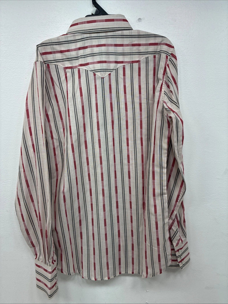 New Kids White Horse red Stripe Long Sleeve Pearl Snap XL DD-58