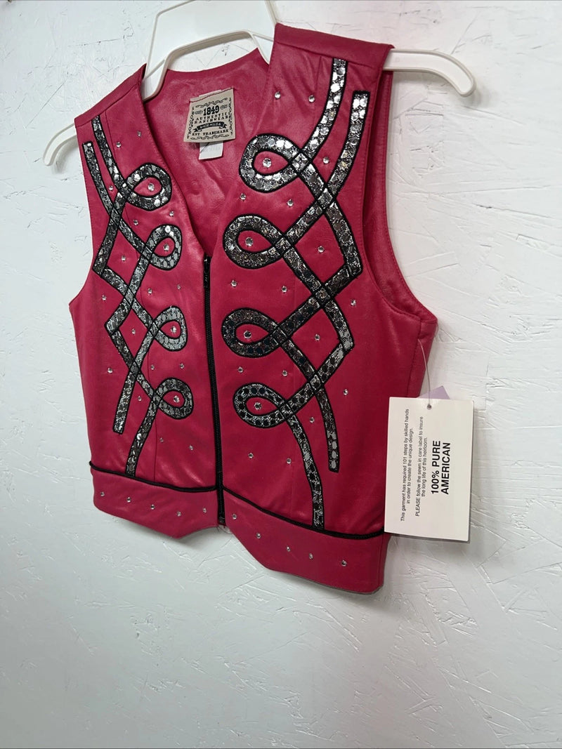 New Women’s Pink 1849 Authentic Ranchwear Western Show Vest XXS E-605