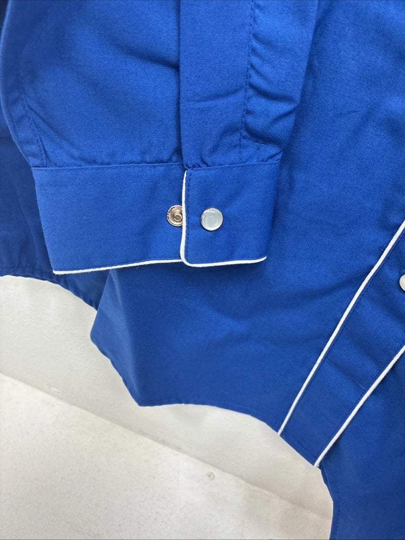 New Women’s Western Express Blue Designed Long Sleeve Pearl Snap 2XL GG-20