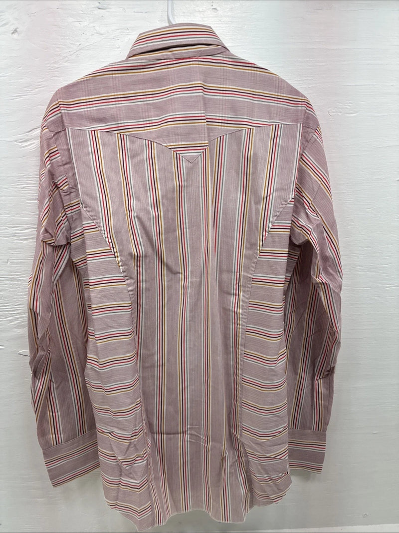 New Men’s Tem Tex Pink Stripe Long Sleeve Pearl Snap 16 X 35 Large Q-109