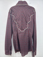 New Women’s Mr. Nick Red Plaid Long sleeve Button Up Size 8 Small KK-47