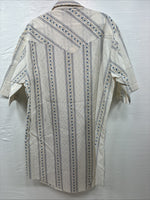 New Men’s Champion Western White Designed Short Sleeve Pearl Snap Medium J-76